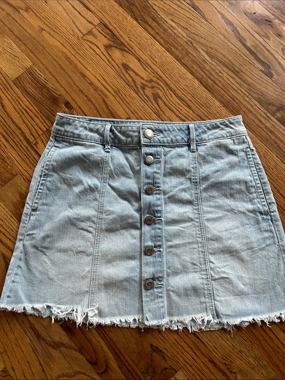 American Eagle Outfitters Light Blue Denim Button-Front Skirt